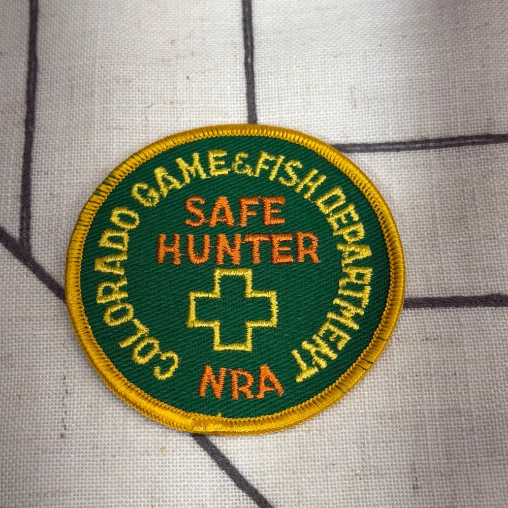 NRA Patch 3" Green Colorado Game & Fish Dept Safe Hunter Vintage Embroidered